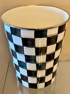MacKenzie  Childs Enamelware Wastebasket Courtly Check