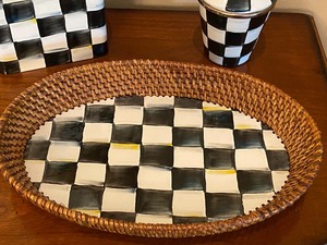 Three Piece MacKenzie Childs Enamelware Courtly Check