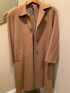 Ladies Italian Made Taupe Colored Wool Coat