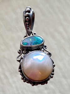 Sterling and Topaz and Pearl Pendant