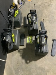 lot 1 image: RYOBI 18 in. 38cc 2-Cycle Gas Chainsaw with Heavy Duty Cases