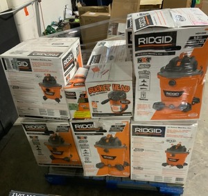 lot 4 image: Pallet With Ridgid Shop Vacs Different Sizes & Models See Pictures