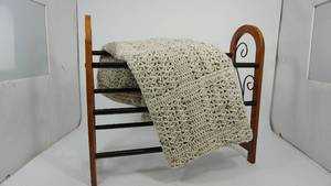 lot 16 image: Wooden Quilt Rack & A Crocheted Afghan