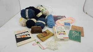 lot 17 image: Various Colors Of Yarn--Queen Sheer Sandalfoot Panty Hose (Town Taupe)--4 Taped (Organize Your Life & Get Rid Of Clutter)  Etc.
