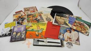 lot 22 image: A Lot Filled With Miscellaneous Books & Magazines & A Black Witches Hat