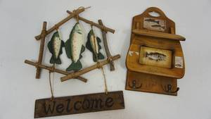 lot 81 image: Wooden Home Decor To Hang Articles On Front Two Hooks---Welcome Sign To Be Hung In Cabin Or By Any House Door