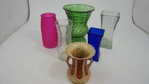 lot 92 image: Six Different Colored & Different Sized Vases