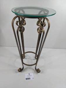 Tall Metal Glass Top Accent Table