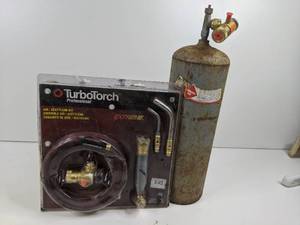 Turbo Torch and Acetylene B Tank 40 CU FT Steel Cylinder wGas Regulator Valve