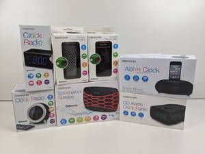 7 Memorex Speakers & Clock Radio Assortment