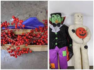 Holiday Collection- Hand-Crafted Cranberry Christmas Garland and Frankenstein & Mummy Halloween Display