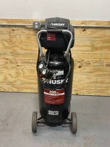 lot 25 image: HUSKY 27 Gal. 200 PSI Oil Free Portable Vertical Electric Air Compressor