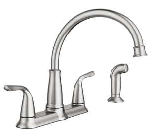 lot 13 image: MOEN Brecklyn 2-Handle Standard Kitchen Faucet with Side Sprayer in Spot Resist Stainless