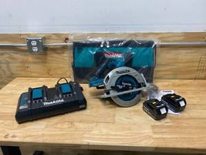lot 5 image: MAKITA 18-Volt X2 LXT Lithium-Ion (36-Volt) Brushless Cordless 7-14 in. Circular Saw Kit 5.0Ah