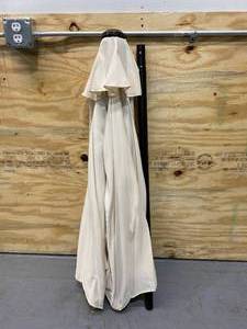 lot 62 image: LAUREL CANYON 7.5 ft. Market Patio Umbrella Table with Push Button Tilt and Crank in Beige