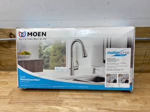 lot 100 image: MOEN Essie Touchless 1-Handle Pull-Down Sprayer Kitchen Faucet with MotionSense Wave and Power Clean in Spot Resist Stainless