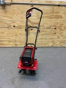 lot 114 image: MANTIS 58 Volt 12 in. Cordless Electric TillerCultivator with 3-Position Wheels (battery and charger included)
