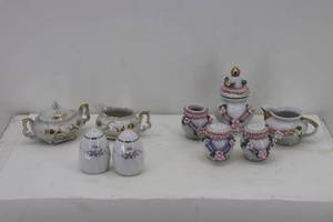 Mini Porcelain Serving Set & SaltPepper Shakers