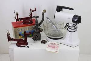Mixer, Apple Peelers & Vintage Hand Grinder