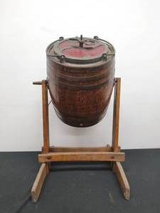 lot 4 image: Antique Barrel Butter Churn