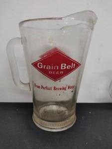 lot 131 image: Grain Belt Beer Pitcher and 3 Mugs