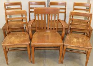 (7) Oak School Chairs