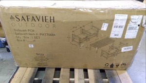 lot 61 image: Safavieh Outdoor Teak Look (4) Chairs & Table (Item# PAT7066A)