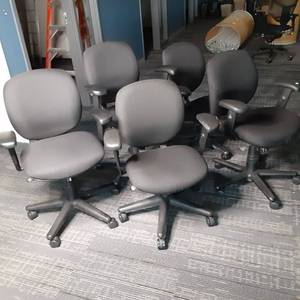 lot 58 image: Lot of 5 Black Padded and Upholster...