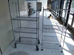 lot 16 image: (2) Wire Shelving Units On Wheels 3...