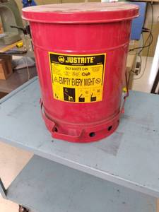 lot 32 image: Justrite Oil Waste Can 18 Tall...