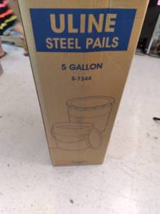 lot 161 image: (4) Uline 5 Gallon Steel Pails...