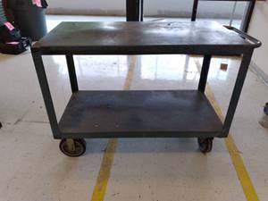 lot 171 image: 2 Tier Metal Cart on Wheels 53 x 2...