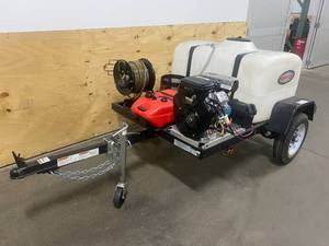 lot 1 image: Simpson Professional 4200 PSI (Gas - Cold Water) Pressure Washer Trailer w CAT Pump & Electric Start Vanguard Engine