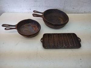 lot 69 image: (6) Cast Iron Pans...