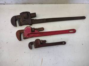 lot 112 image: (3) Assorted Pipe Wrenches...
