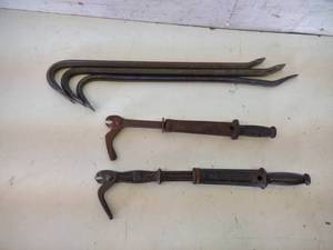 lot 205 image: (3) Crow Bars & (2) Nail Pullers...