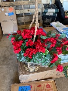 Nearly Natural Geranium Hanging Basket