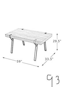 JAYDEN CREATION Olympia Grey Rectangle Dining Table with Black Metal Legs