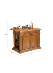 HOMESTYLES Americana Distressed Cottage Oak Kitchen Island With Drop Leaf