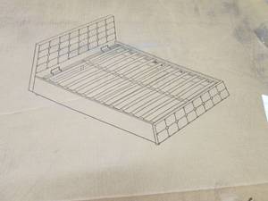 lot 92 image: upholstered black quuen size head b...