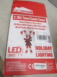 lot 224 image: 2.78ft tinsel candy canes with led ...