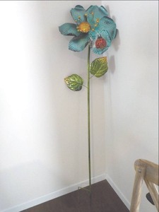 lot 197 image: 56 tall Metal Flower with Lady Bug...