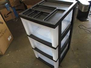 lot 236 image: Plastic 3 Drawer Organizer- slight ...