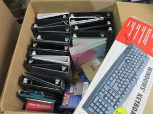 lot 246 image: Box of 1 inch Mini Binders plus mis...