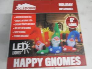 lot 348 image: Happy Gnomes Holiday Inflatable ope...