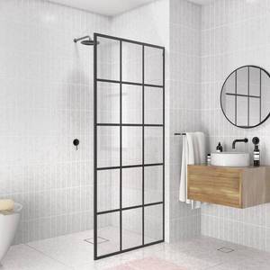 French Monture Noir 34 W x 78 H Frameless Fixed Glass Panel