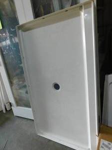 60 in. x 34 in. Single-Threshold Shower Base with Center Drain in White