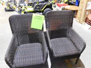 Hampton Bay Jasper Ridge Brown Galvanized Steel Padded Wicker Captain Outdoor Patio Dining Chair (2-Pack)