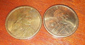 lot 185C image: 2 Sacagawea dollar Coins year 2000.