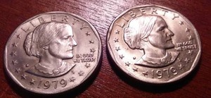 lot 185D image: 2 Susan B. Anthony one dollar coins 1979